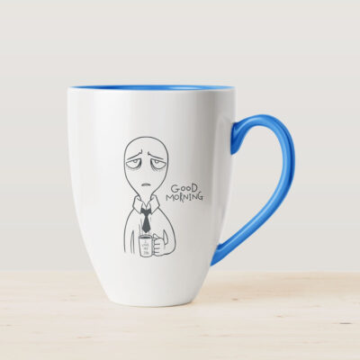 Caneca de café impressa em preto